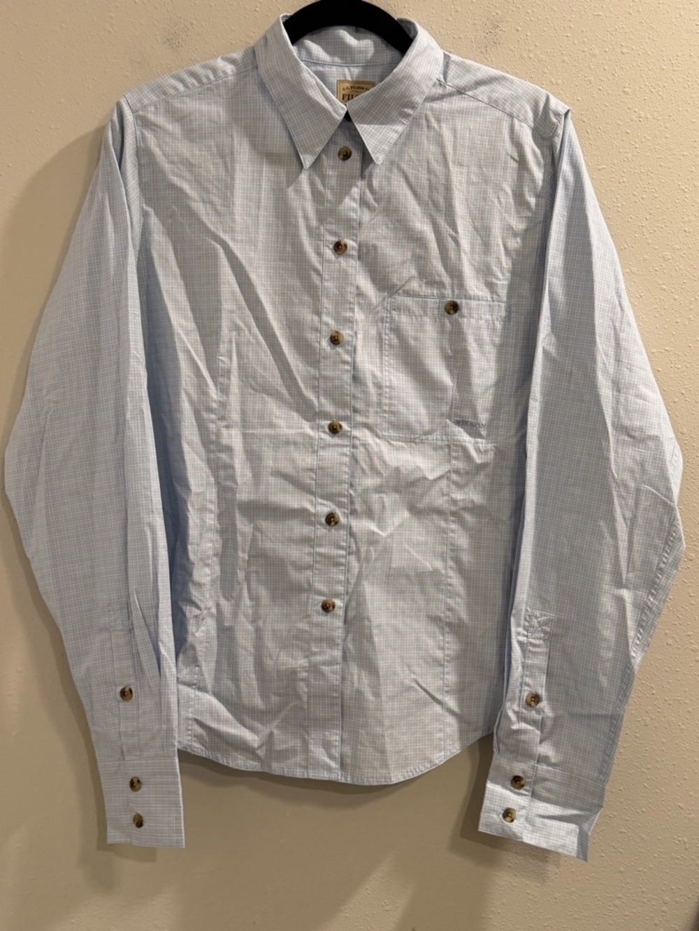 Filson Women’s XL Blue Plaid Long Sleeve Button Up Shirt Fishing Cotton Outdoors